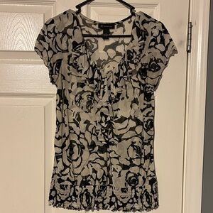 INC International Concepts Black and Gray Floral Blouse